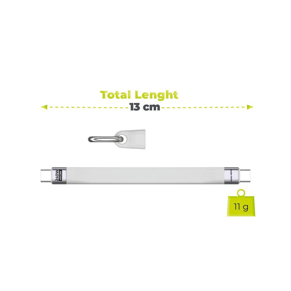 Mobile Origin 240W USB-C to USB-C Keychain Cable - 13cm - White