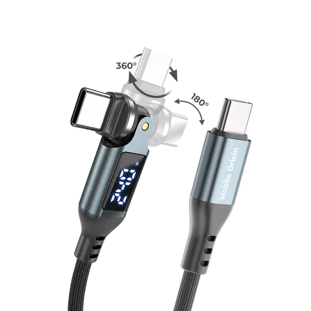 Mobile Origin 240W Display 540° Rotating USB-C to USB-C Cable - 1.8m - Black