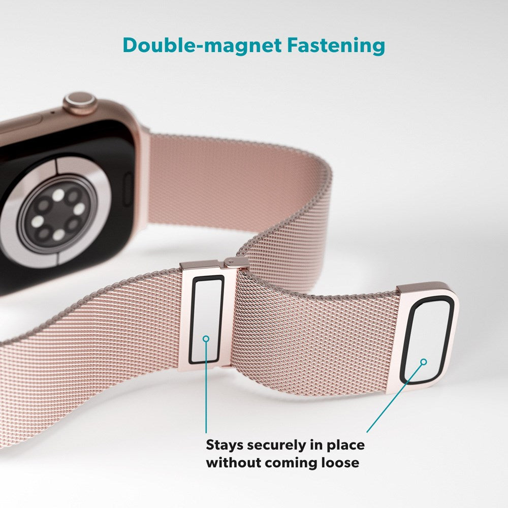 Apple Watch (42/44/SE/45/46/49mm) Epico Milanese+ (Plus) Stainless Steel Strap - Rose Gold