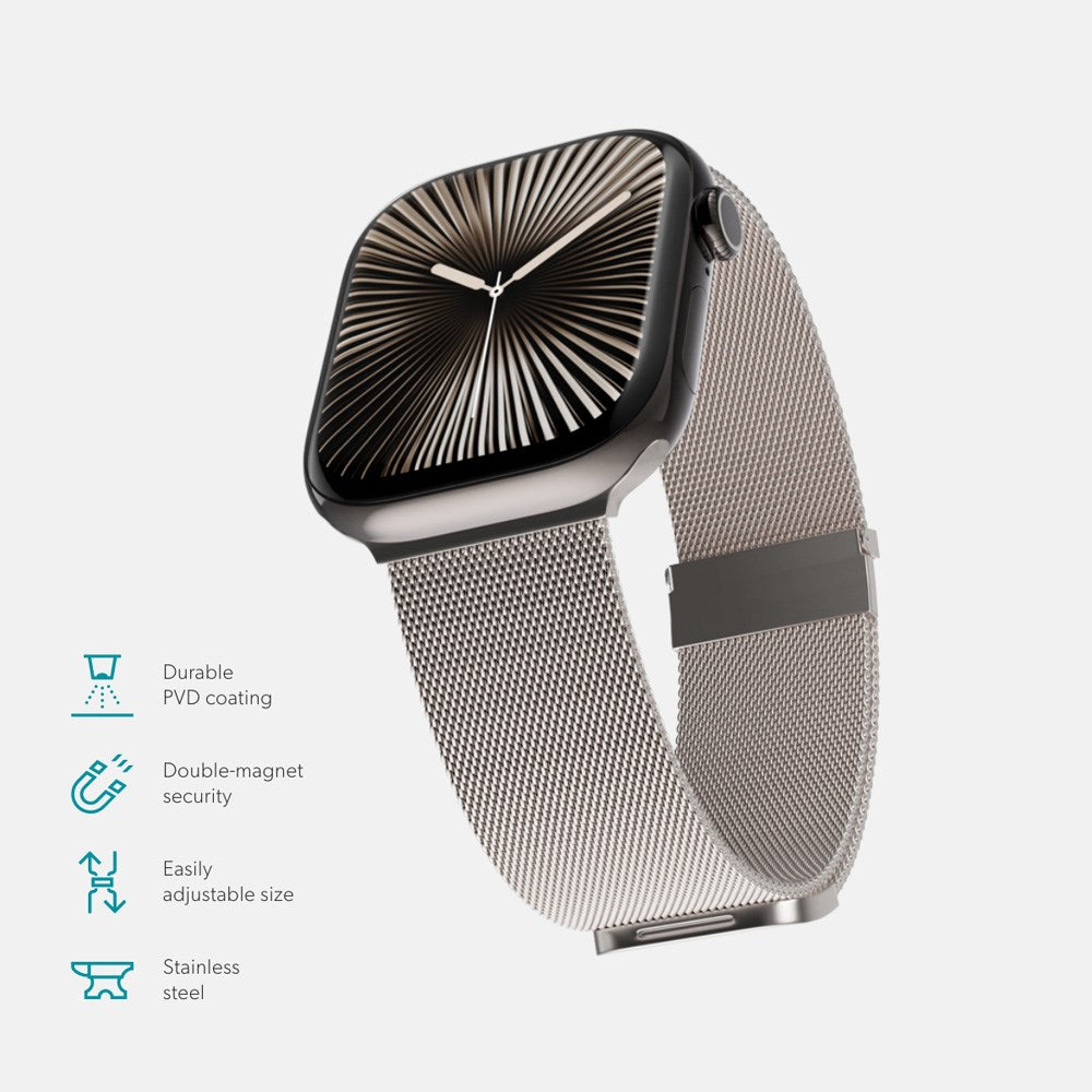Apple Watch (38/40/SE/41/42mm) Epico Milanese+ (Plus) Stainless Steel Strap - Starlight