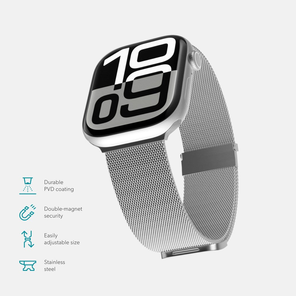 Apple Watch (38/40/SE/41/42mm) Epico Milanese+ (Plus) Stainless Steel Strap - Silver