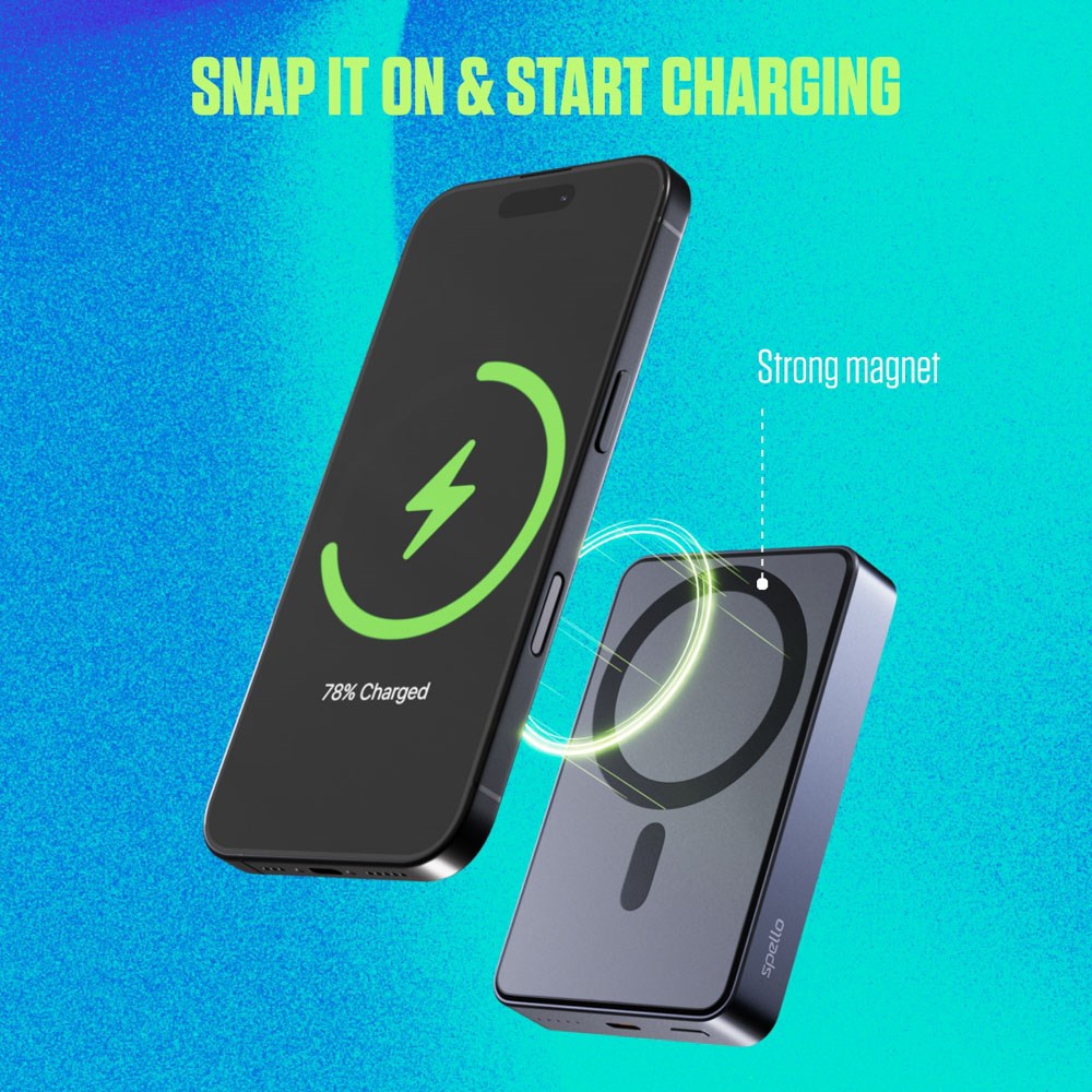 Spello ForcePack 10,000mAh Magnetic Power Bank 15W - MagSafe Compatible - Dark Grey