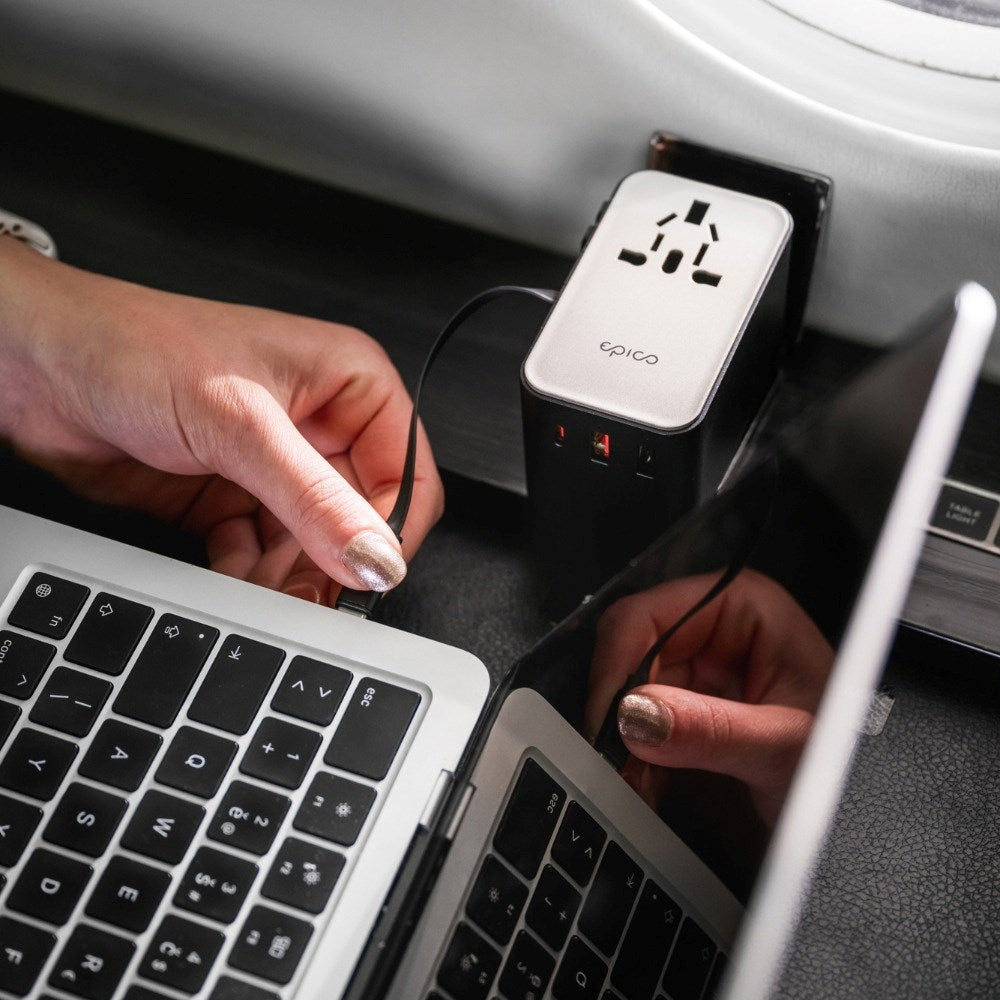 Epico UltraBoost Universal Travel Adapter 70W with 2 x USB-A 1 x USB-C - Titanium