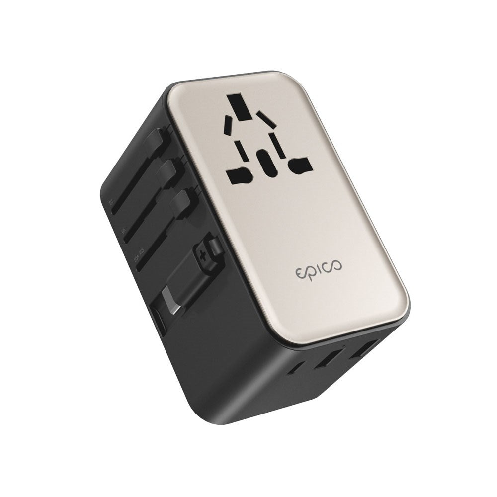Epico UltraBoost Universal Travel Adapter 70W with 2 x USB-A 1 x USB-C - Titanium