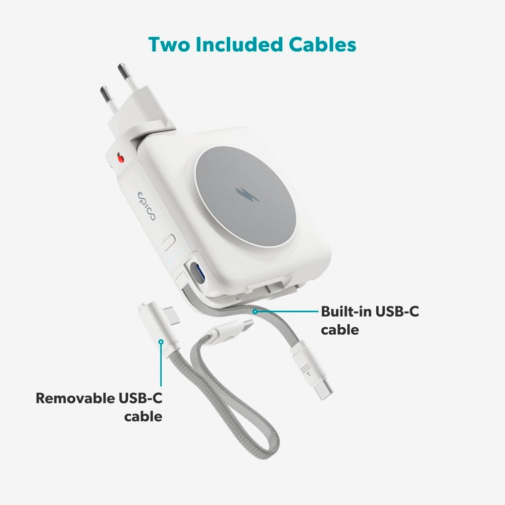 Epico UltraPack Mag+ 3-in-1 Travel PowerBank 10.000 mAh - MagSafe Compatible - White