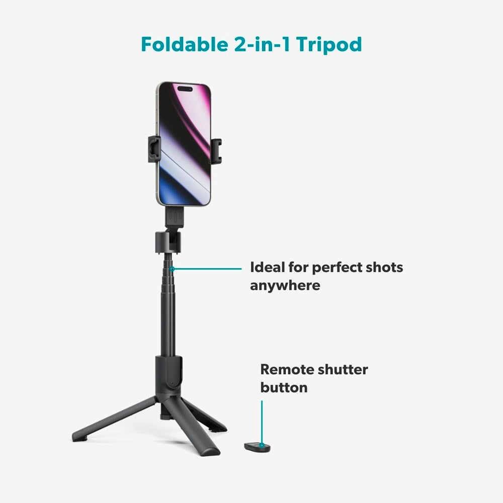 Epico 2-in-1 Tripod Mag+ Selfie Stick - Foldable - MagSafe Compatible - Black