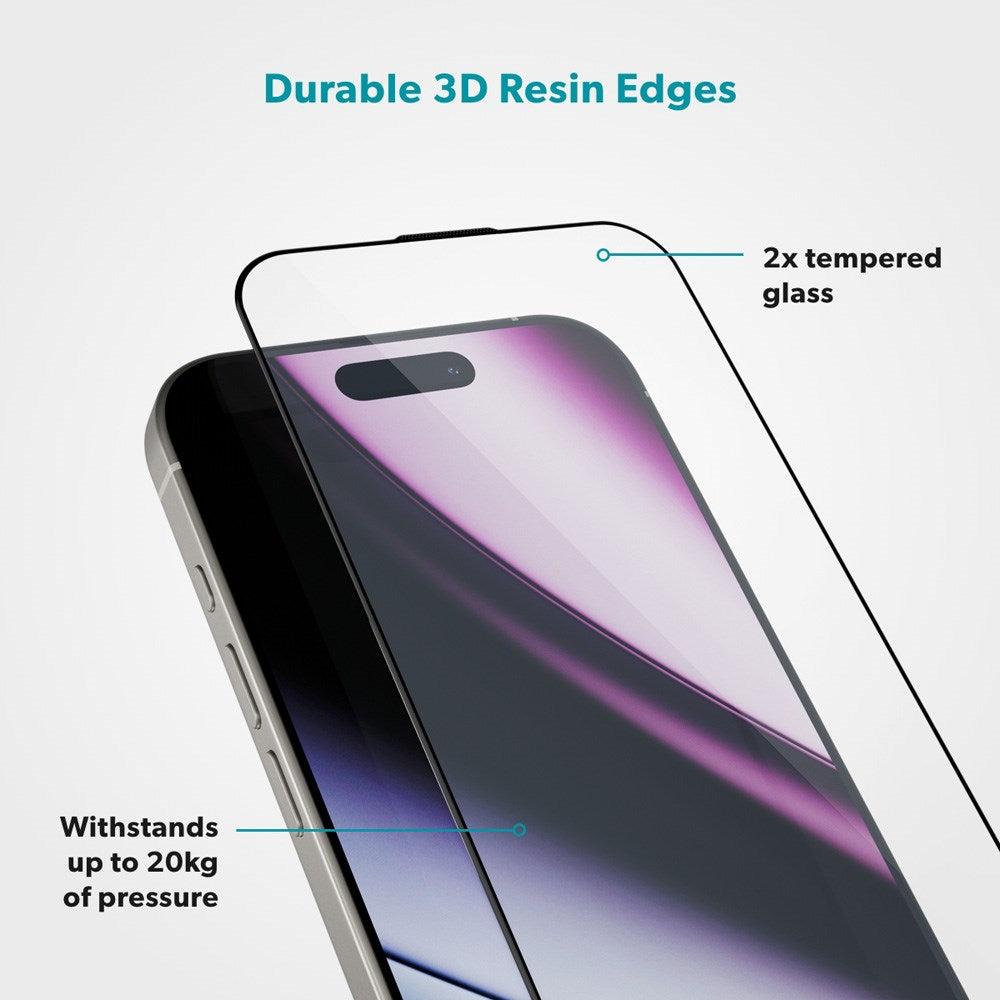 iPhone 17 Pro Epico Hero Glass 3D Screen Protector Glass with Installation Frame - Transparent