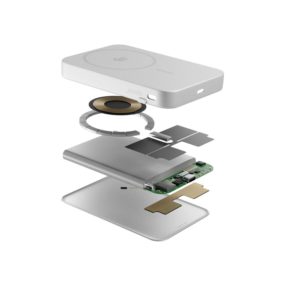 Epico UltraPack EM75 Alu Mag+ Wireless PowerBank - 25W & 10.000 mAh - Qi2 / MagSafe Compatible - Silver