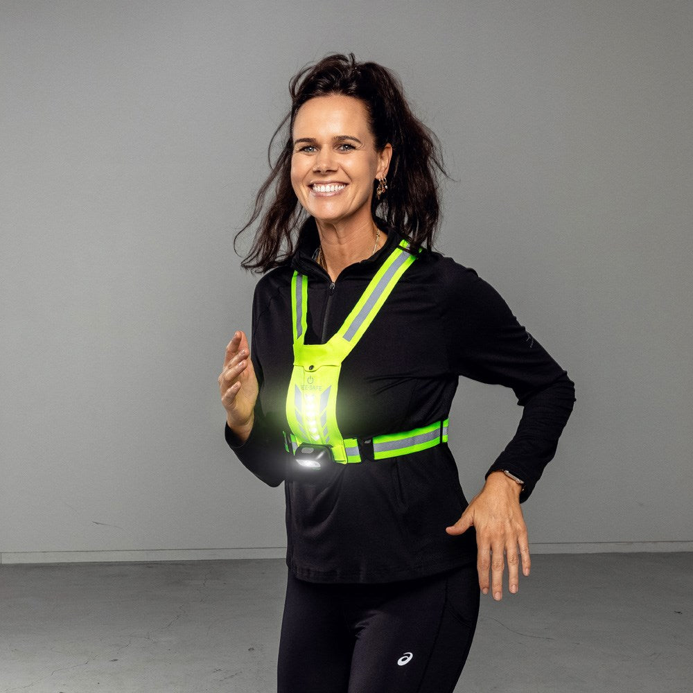 Bee-Safe Running Vest with LED & Phone Pocket - Yellow