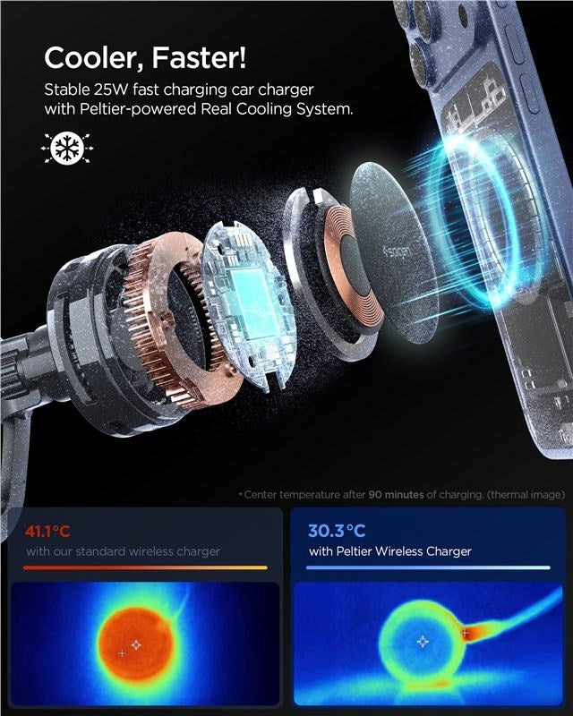 Spigen Essential Car Phone Holder with Wireless Charging - Air Vent - Black