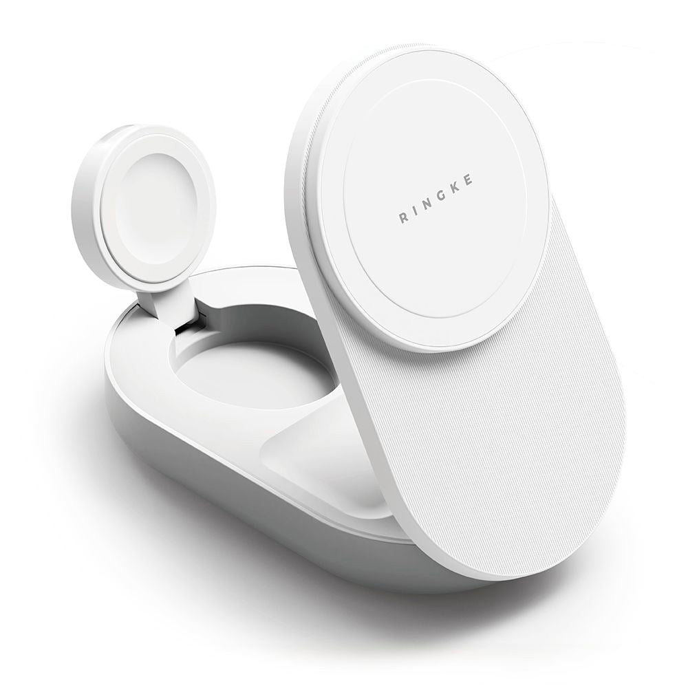 Ringke 3-in-1 Qi2 Foldable Wireless Charger – 25W – MagSafe Compatible – White