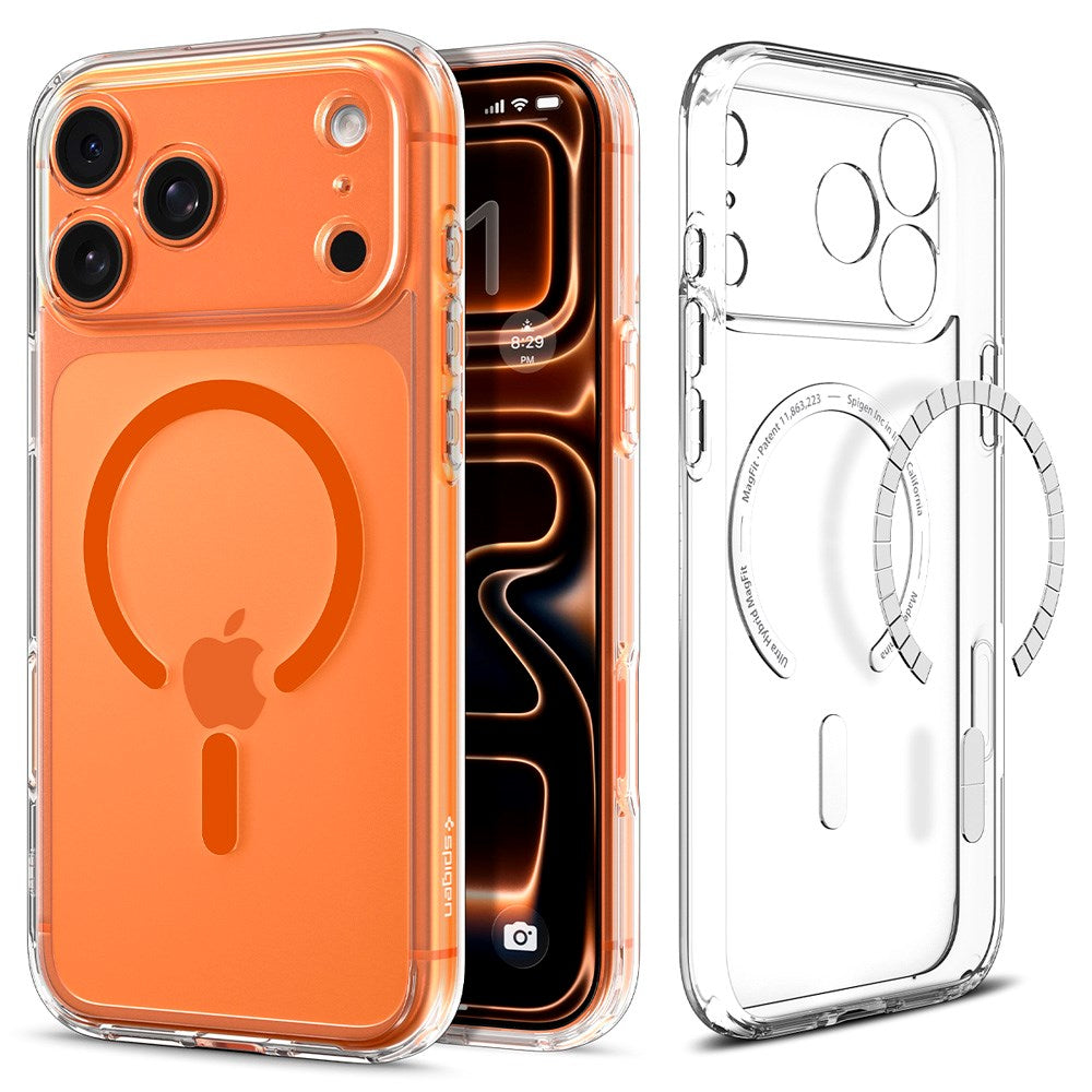 iPhone 17 Pro Spigen Ultra Hybrid Case - MagSafe Compatible - Transparent / Orange