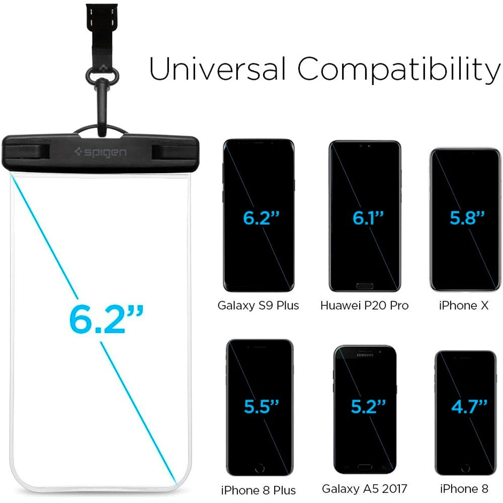 Spigen Universal AquaShield Waterproof Case - Transparent / Black