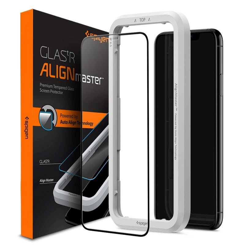 iPhone 11 Pro Max Spigen Align Glass Screen Protection - Case Friendly - Transparent
