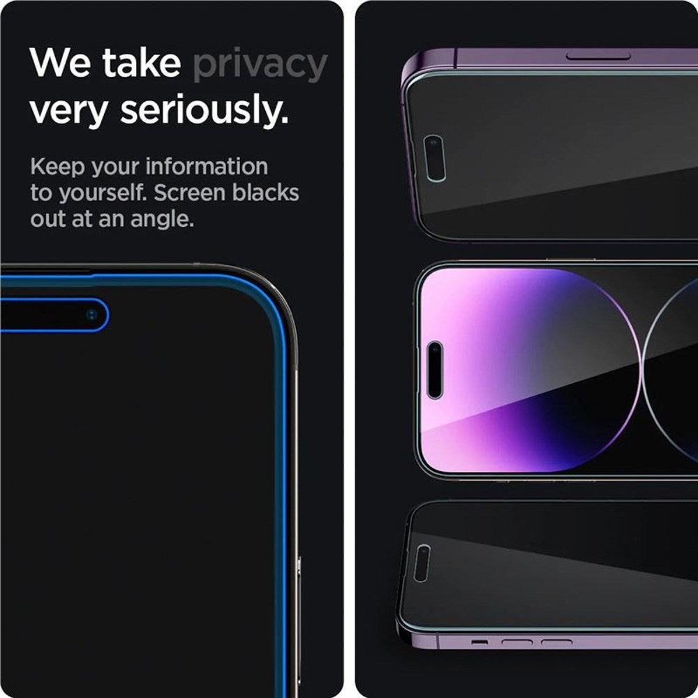 iPhone 14 Pro Spigen Privacy EZ Fit Glass Screen Protector - 2 pcs - Privacy Function - Transparent