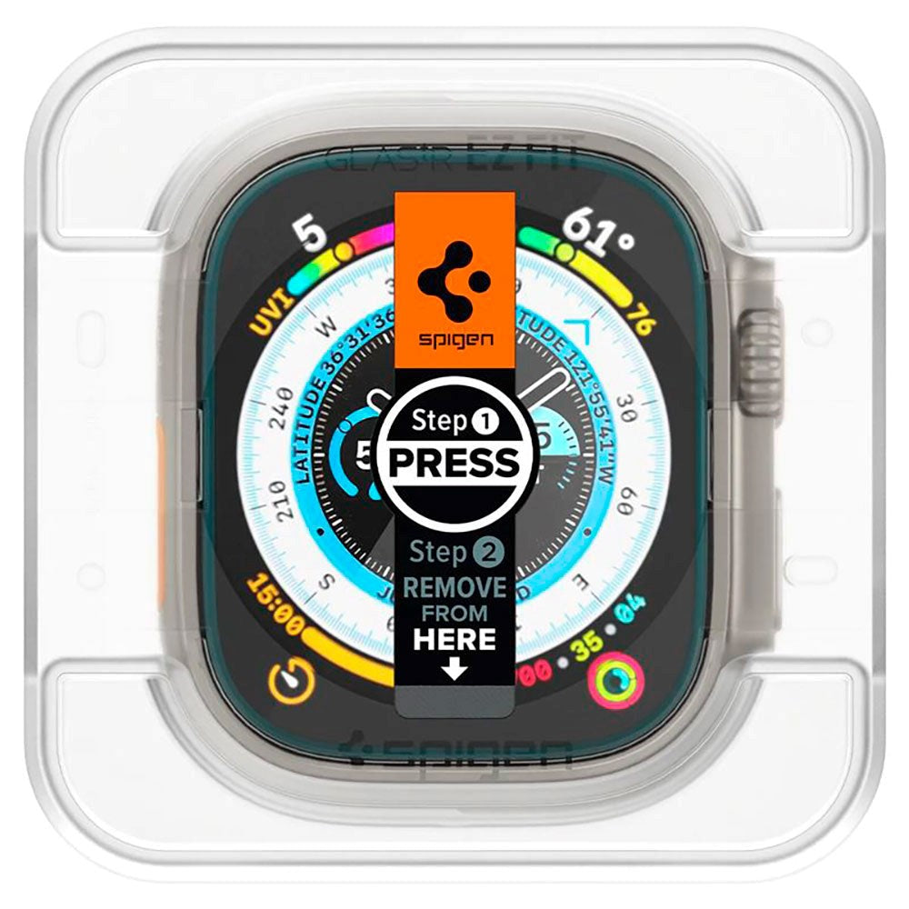 Spigen Apple Watch Ultra 1 / 2 / 3 (49mm) EZ Fit Glass Screen Protector - 2-Pack - Transparent