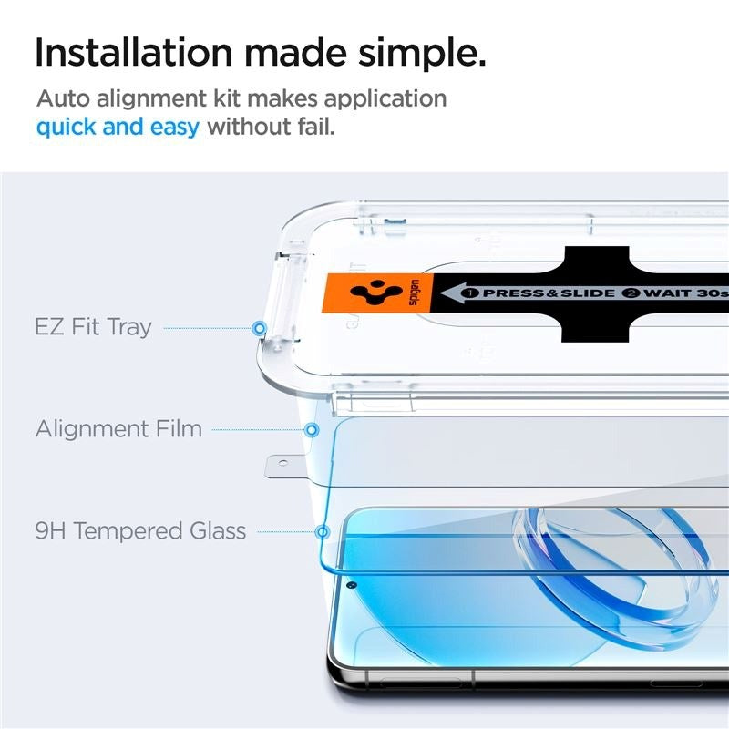 Samsung Galaxy S23 Spigen EZ Fit Glas.tR Screen Protection 2. Pcs - Case Friendly - Transparent