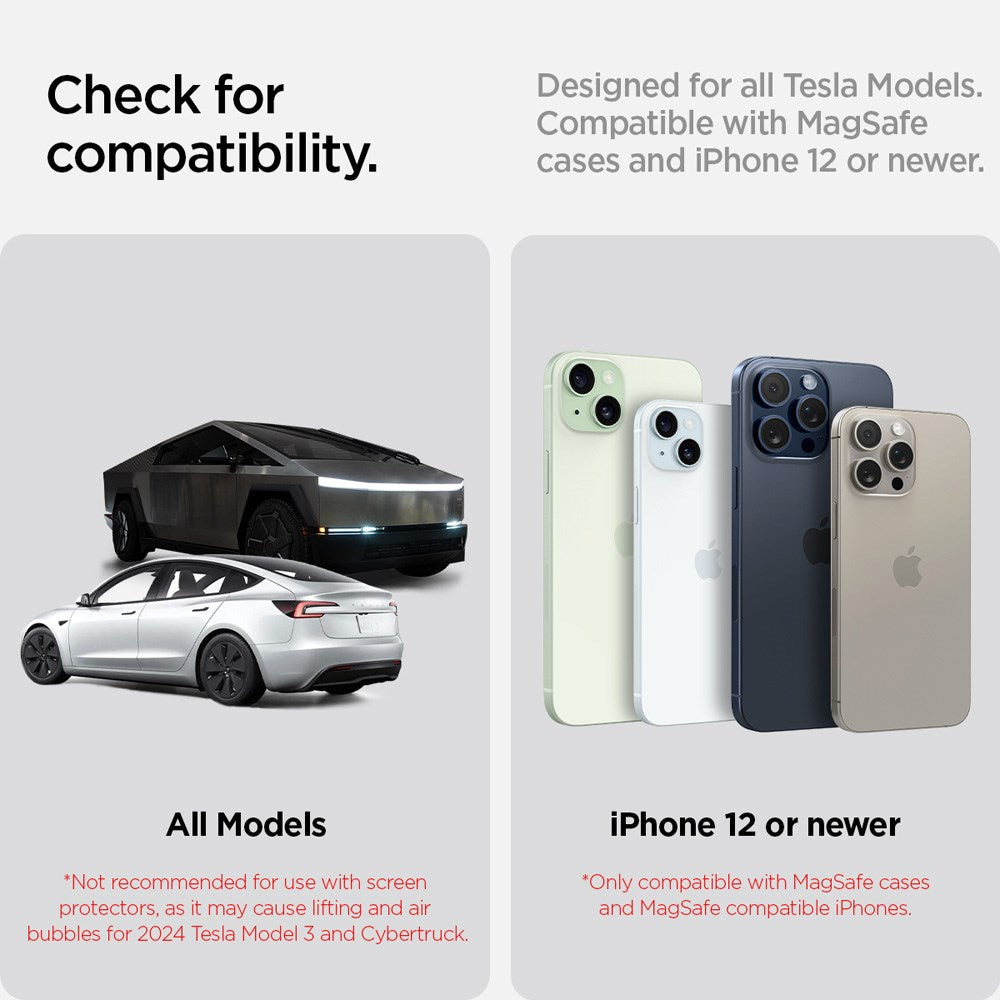 Spigen TapLock Phone Holder for Tesla S / 3 / X / Y / Cybertruck - MagSafe Compatible - Black