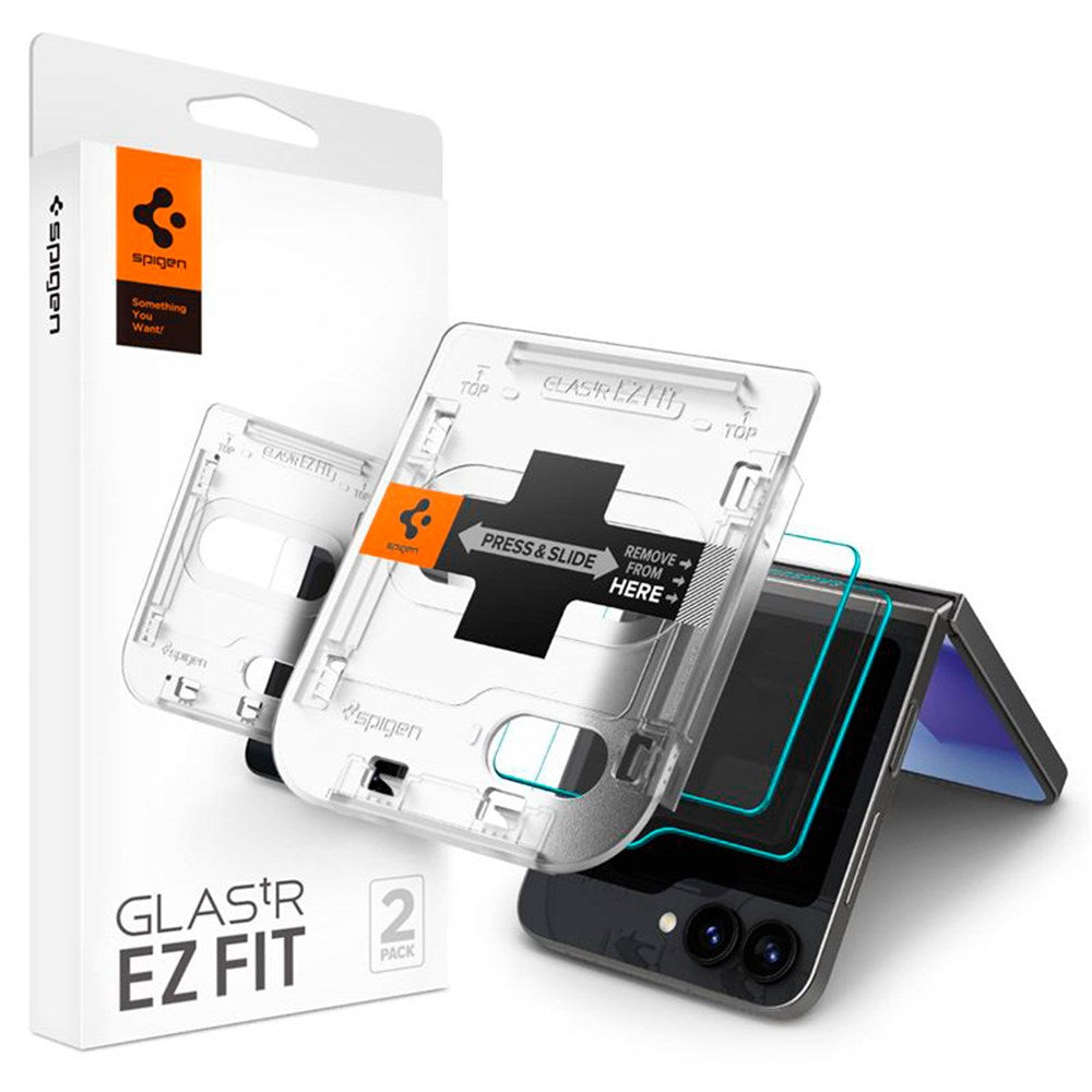 Spigen Samsung Galaxy Z Flip7 FE / Flip6 EZ Fit Glas.tR Sub Screen Screen Protector - 2 pcs. - Case Friendly - Transparent