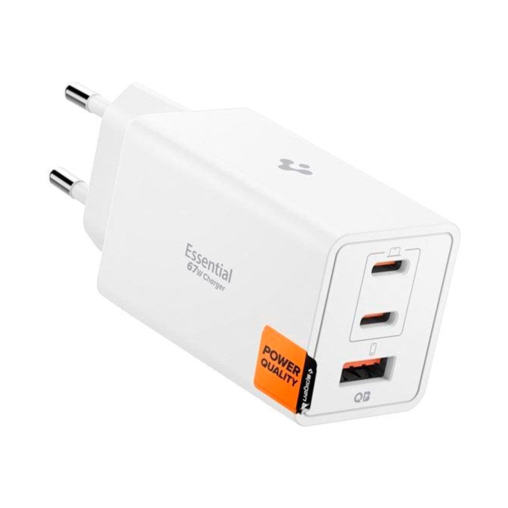 Spigen 67W Wall Charger with 2x USB-C & 1x USB-A - White