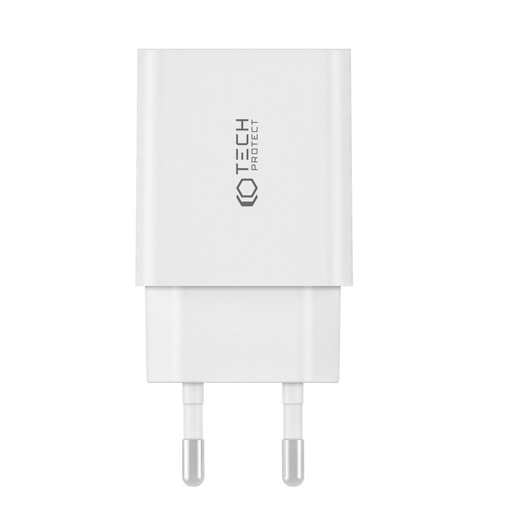 Tech-Protect 30W Wall charger with 1 x USB-A QC & 1 x USB-C PD - White