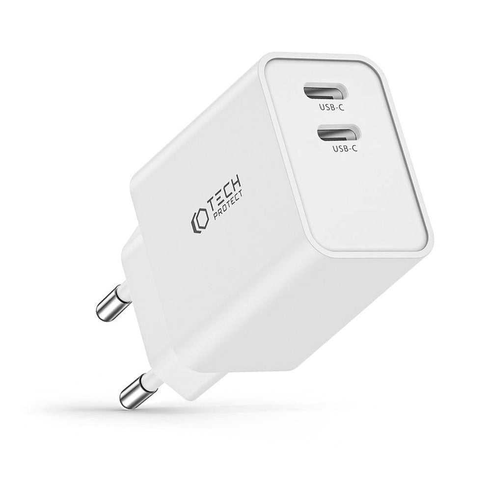 Tech-Protect 35W Wall Charger w. 2 x USB-C - White