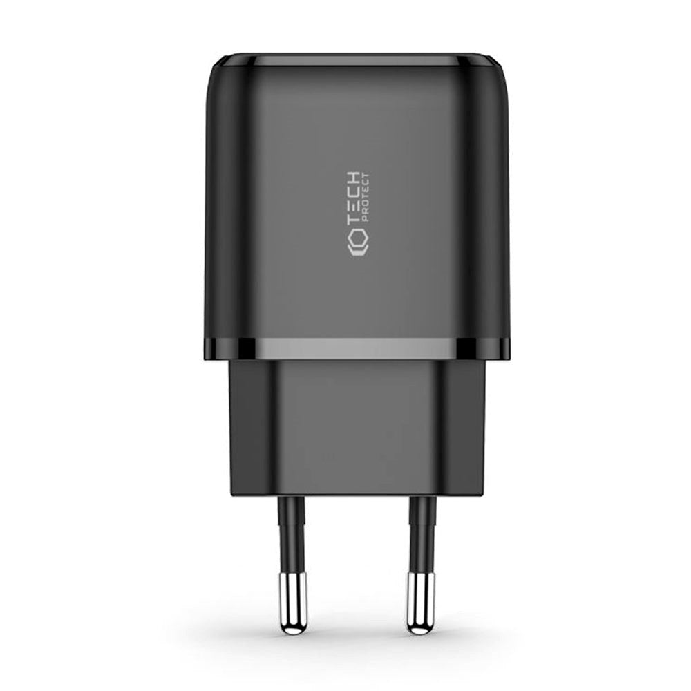Tech-Protect 20W Wall Charger w. 1 x USB-C & 1 x USB-A - Black