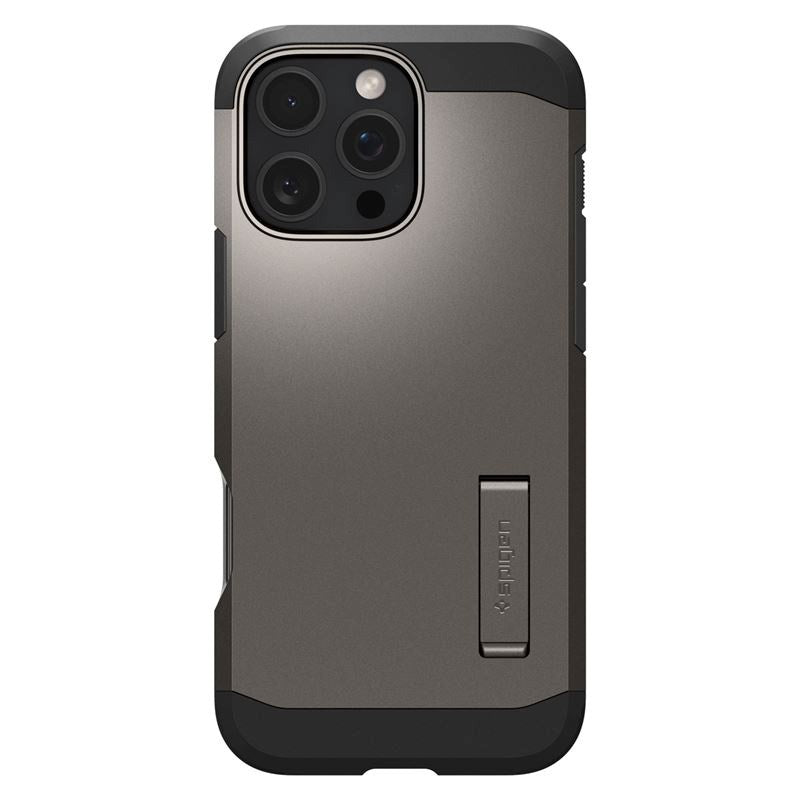 iPhone 16 Pro Spigen Tough Armor Case w. Kickstand - MagSafe Compatible - Gunmetal