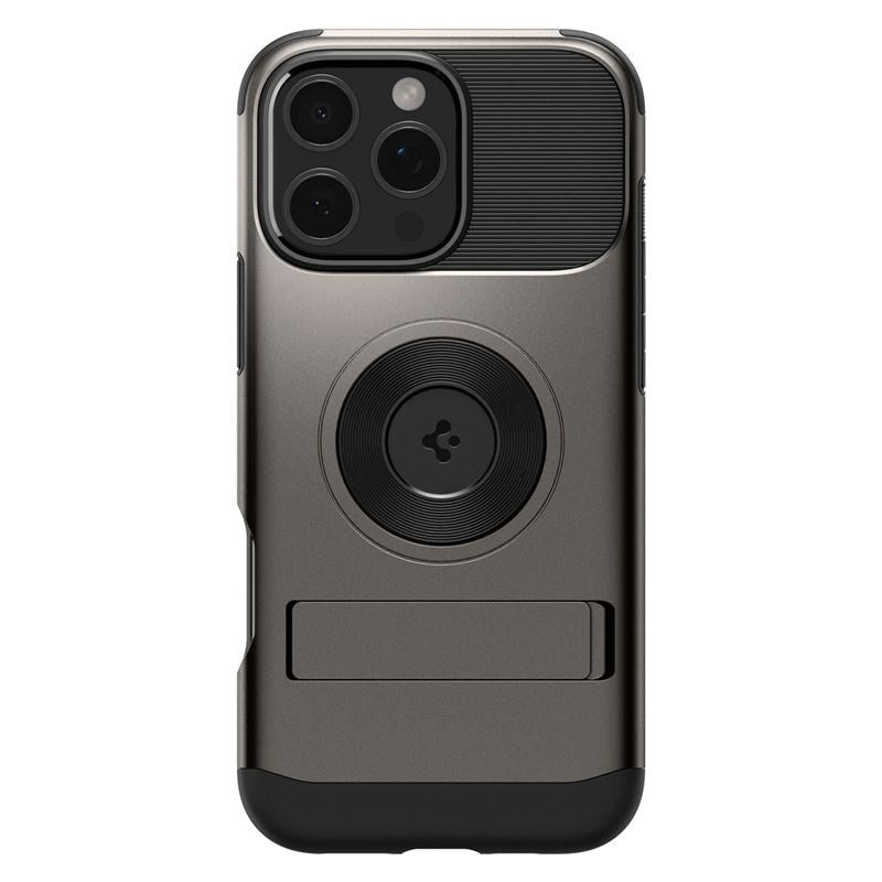 iPhone 16 Pro Spigen Slim Armor Case w. Kickstand - MagSafe Compatible - Gunmetal
