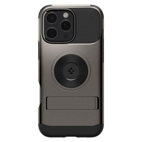 iPhone 16 Pro Spigen Slim Armor Case w. Kickstand - MagSafe Compatible - Gunmetal