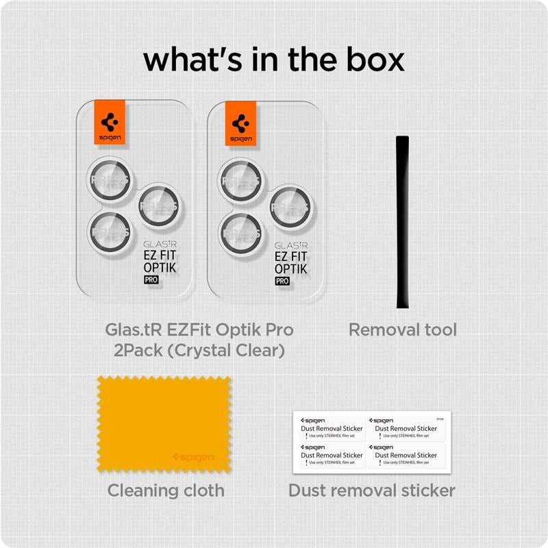 iPhone 16 Pro / 16 Pro Max / 15 Pro / 15 Pro Max / 14 Pro / 14 Pro Max Spigen EZ Fit. tR Optik Pro Camera Lens Protection - 2 pcs - Transparent