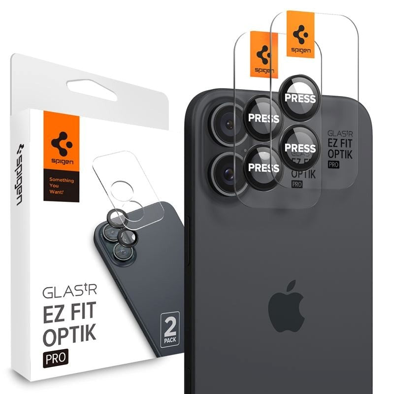 iPhone 17 / 16 / 16 Plus Spigen EZ Fit. tR Optik Pro Camera Lens Protection - 2 pcs - Transparent / Black