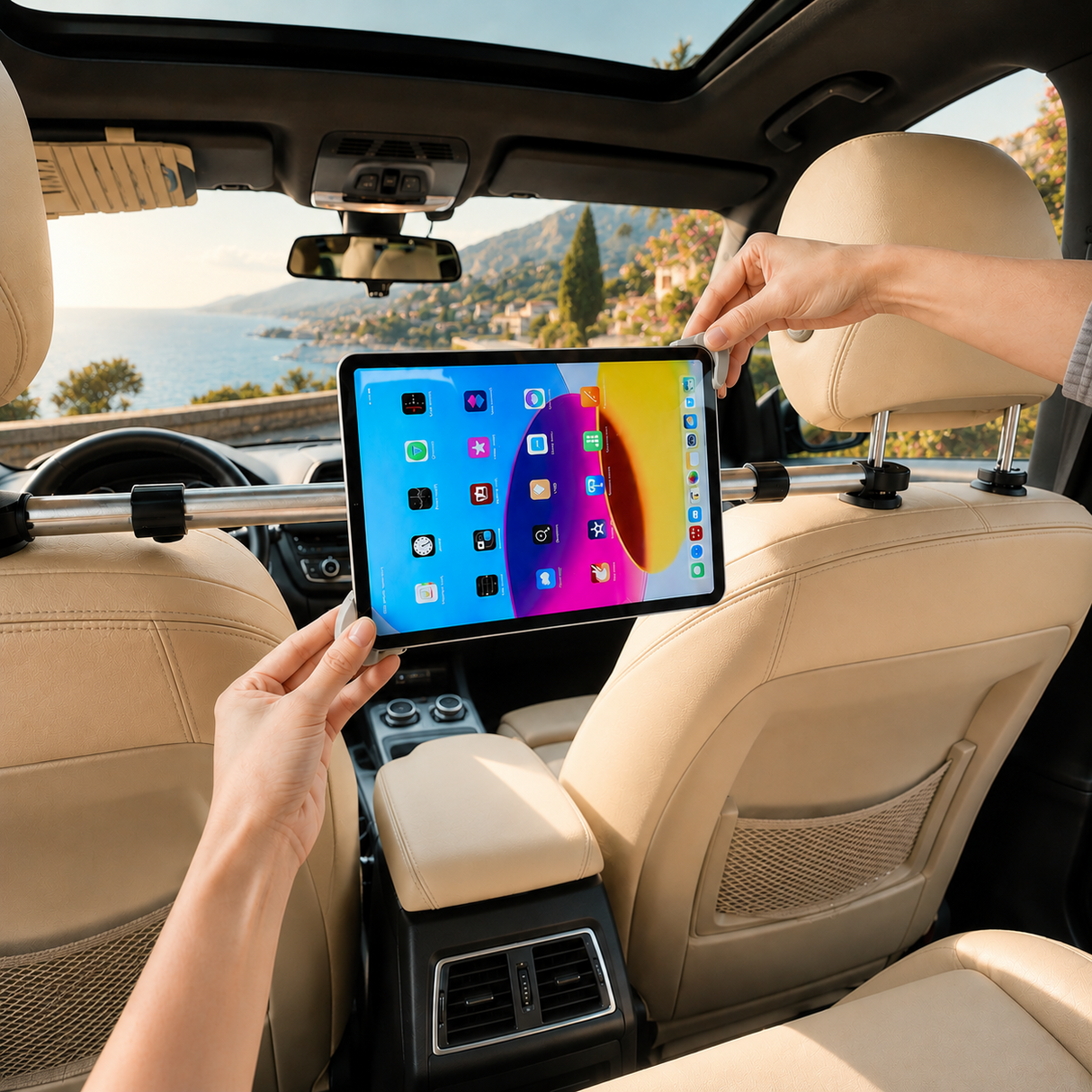 EIDERWOOD Tablet Car Holder (7–12") – Entertainment for Kids on Long Car Journeys
