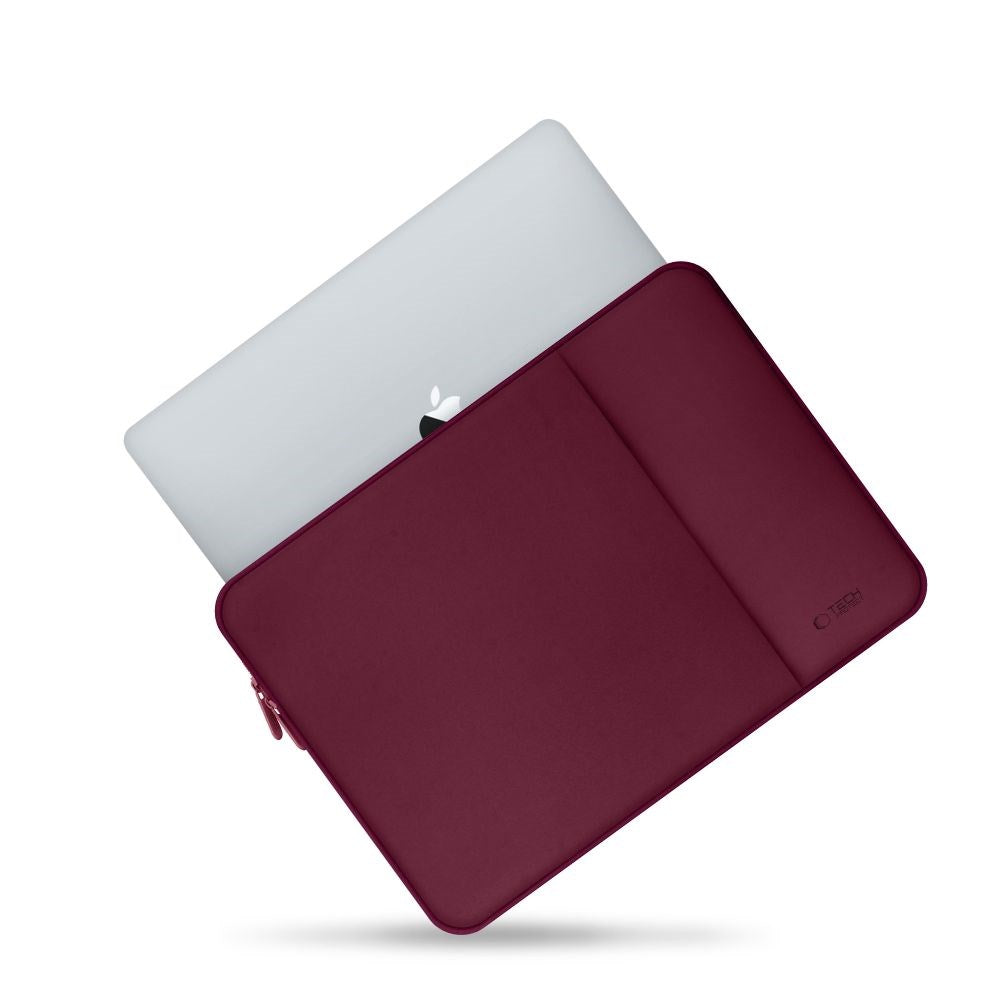 Tech-Protect MacBook / Laptop Neoprene Sleeve 14" (34.5 x 24.5 cm) w. Extra Pocket - - Burgundy