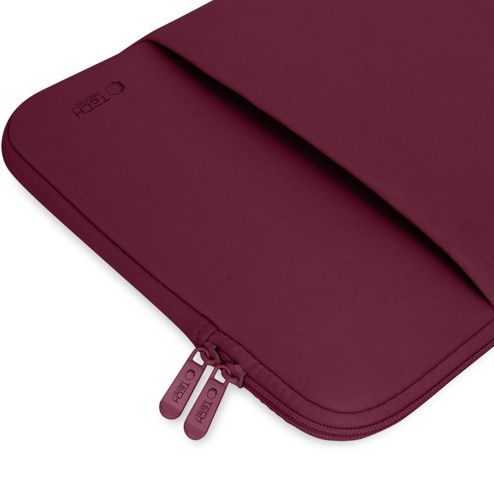 Tech-Protect MacBook / Laptop Neoprene Sleeve 13" (33.5 x 22.5 cm) w. Extra Pocket - - Burgundy