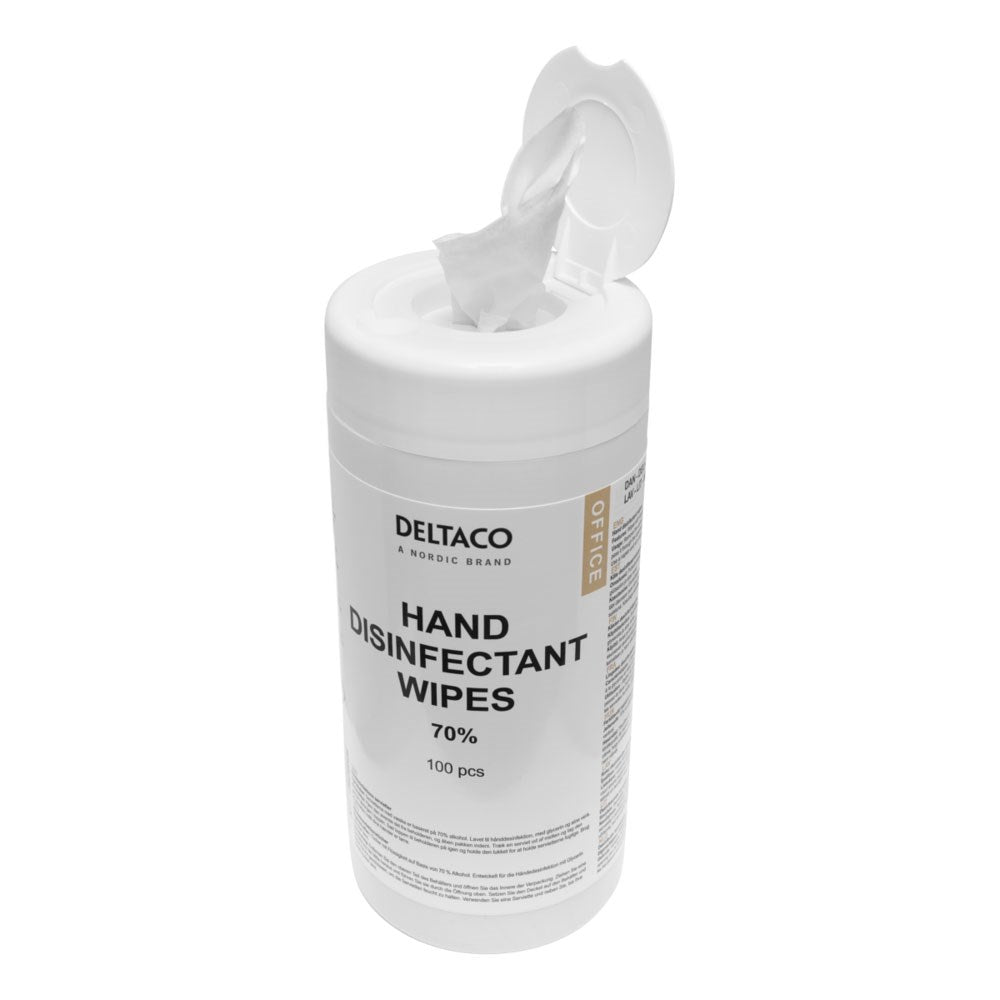 Deltaco Hand Sanitizing Wipes - 100 pcs - White