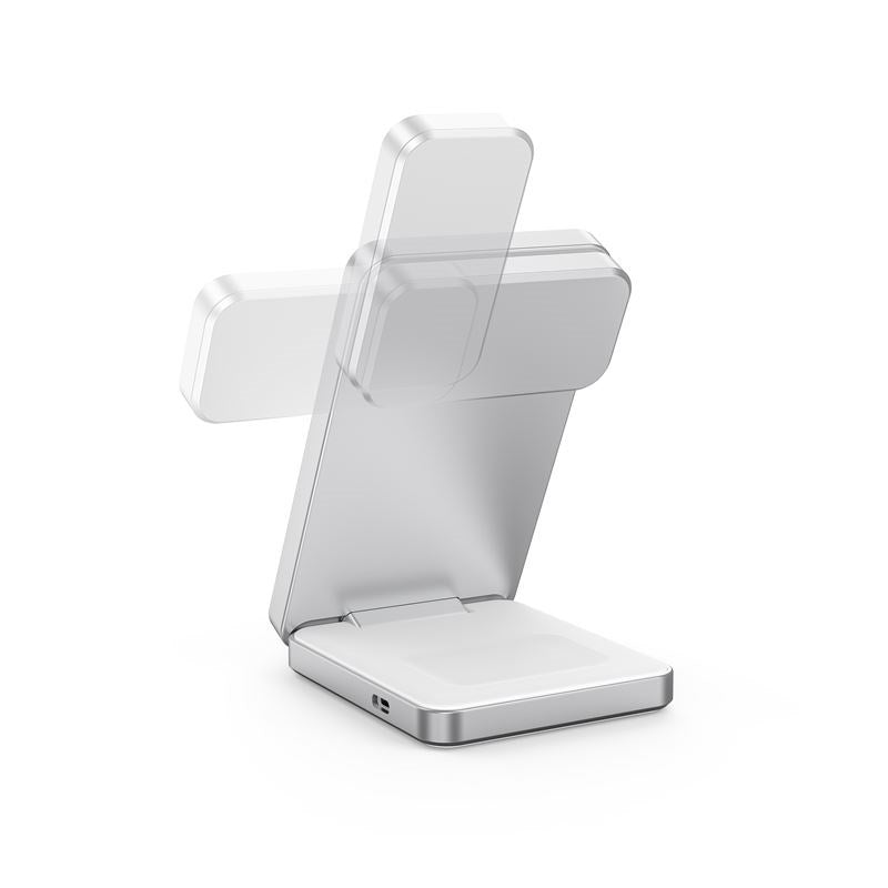 Mobile Origin Qi2 3-in-1 Charging Station - White/Silver