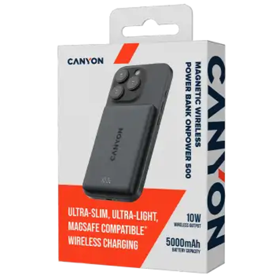 Canyon OnPower 500 5000 mAh PowerBank - MagSafe Compatible - Black