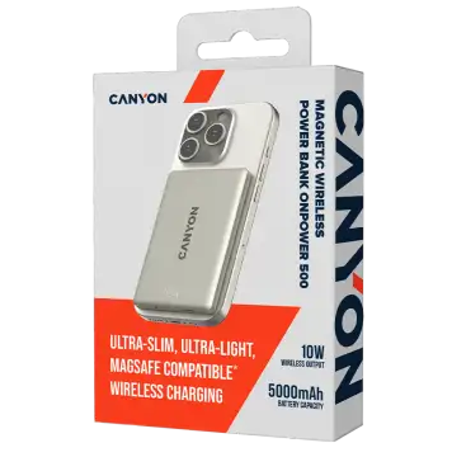 Canyon OnPower 500 5000 mAh PowerBank - MagSafe Compatible - Beige