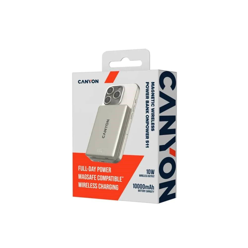 Canyon OnPower 511 10.000 mAh PowerBank - MagSafe Compatible - Beige