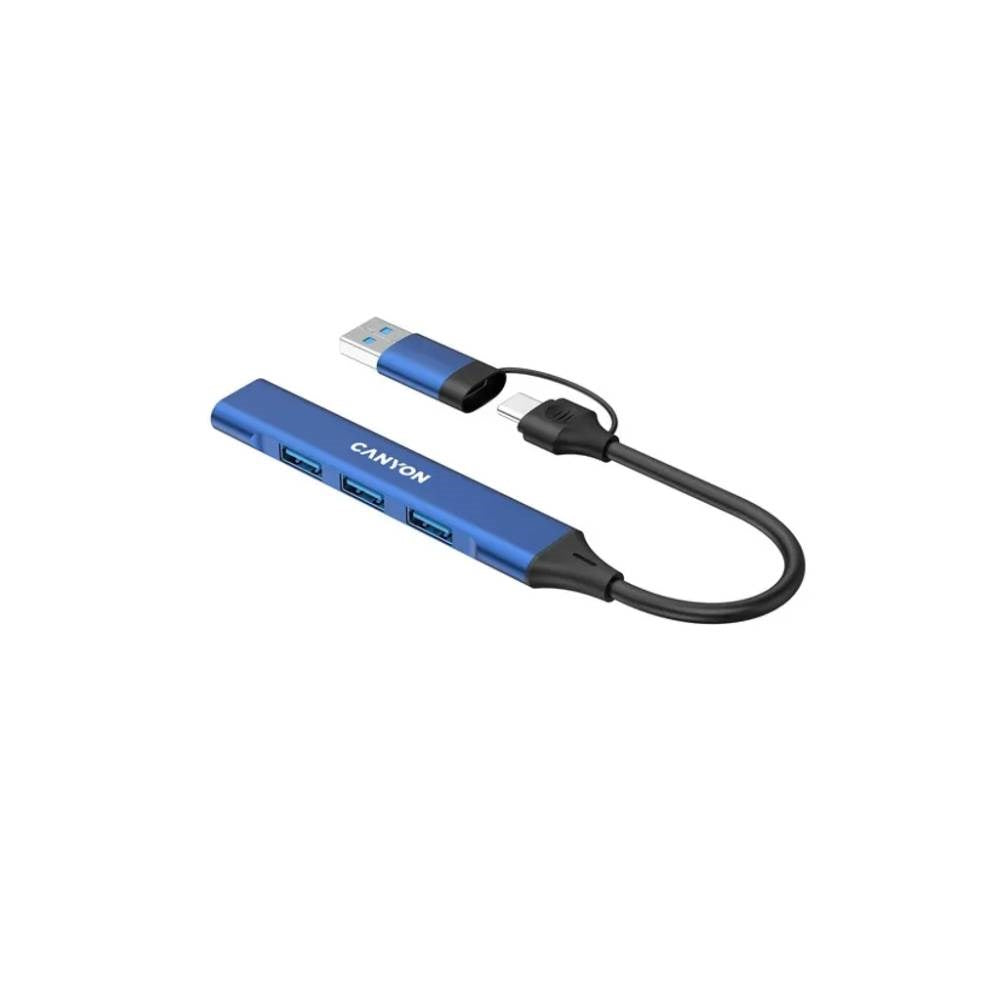 Canyon DS-02 4-in-1 USB-A/C Hub - Blue