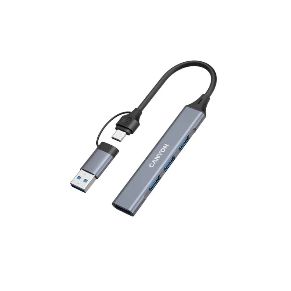 Canyon DS-02 4-in-1 USB-A/C Hub - Grey