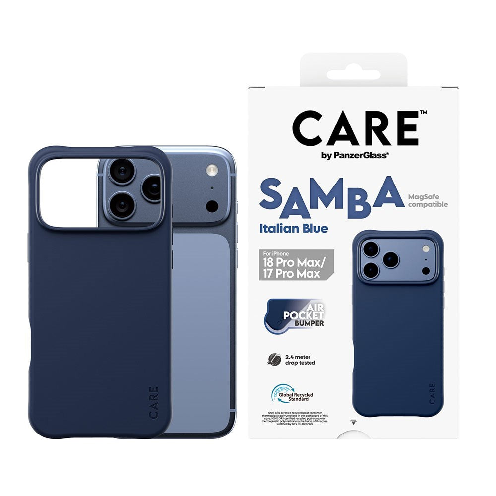 iPhone 18 Pro Max / 17 Pro Max CARE by PanzerGlass Fashionable Samba Case - MagSafe Compatible - Italian Blue