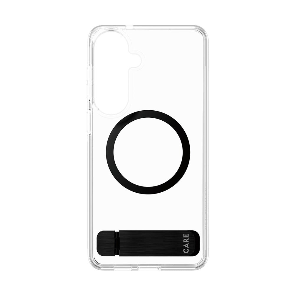 Samsung Galaxy S26+ (Plus) CARE by PanzerGlass Feature Kickstand Case - Qi Compatible - Transparent / Black
