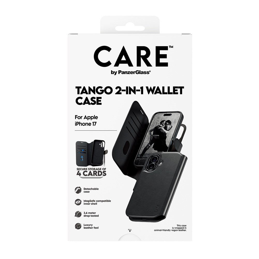 CARE by PanzerGlass iPhone 17 Feature Tango 2-in-1 Flip Case with Wallet - Black