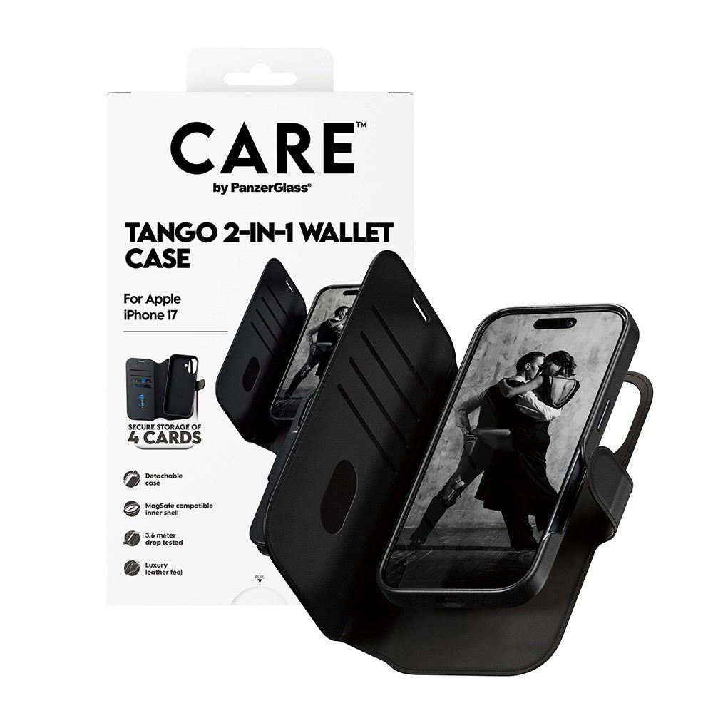 CARE by PanzerGlass iPhone 17 Feature Tango 2-in-1 Flip Case with Wallet - Black