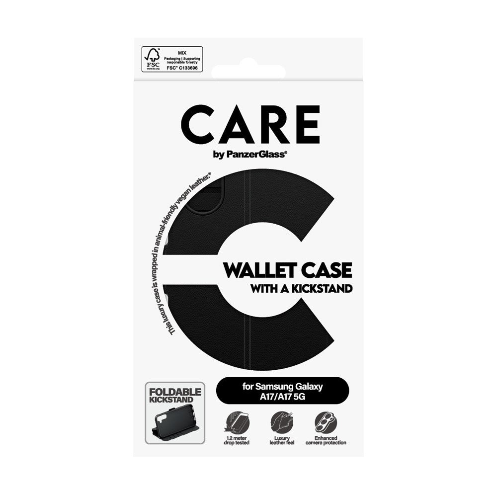 CARE by PanzerGlass Samsung Galaxy A17 (5G) Feature Wallet Case with Kickstand - Black