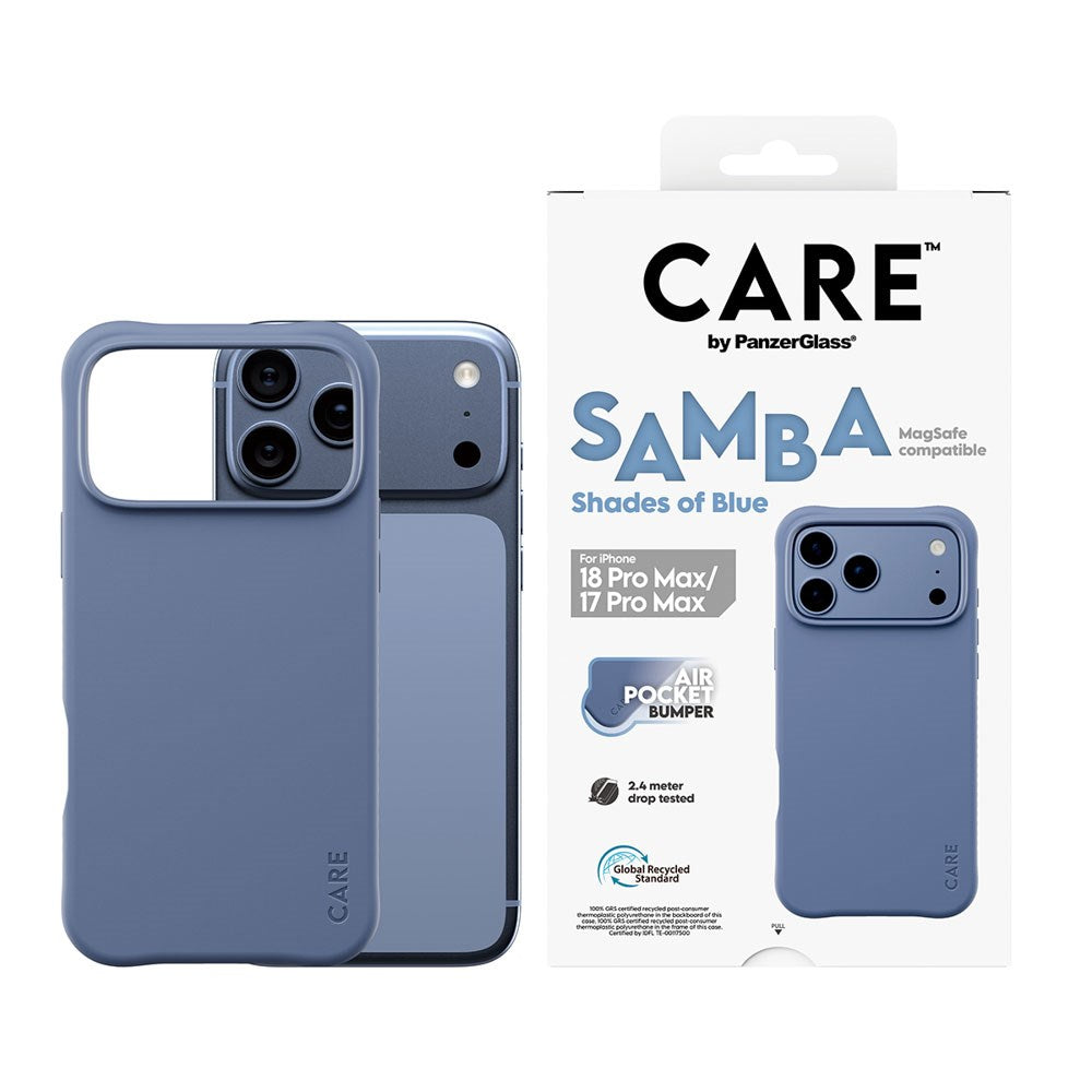 iPhone 18 Pro Max / 17 Pro Max CARE by PanzerGlass Fashionable Samba Case - MagSafe Compatible - Shades of Blue