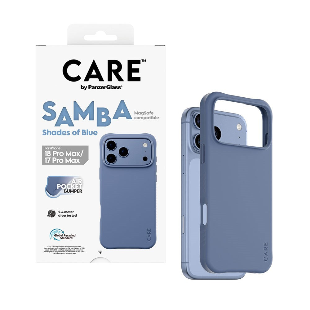 iPhone 18 Pro Max / 17 Pro Max CARE by PanzerGlass Fashionable Samba Case - MagSafe Compatible - Shades of Blue