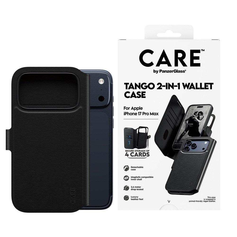 CARE by PanzerGlass iPhone 17 Pro Max Feature Tango 2-in-1 Flip Case with Wallet - Black